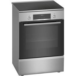 Aragaz Bosch HLS59D351, Electric, Plita inductie, 4 zone gatit , Control electronic, Cuptor electric, 66 L, Grill, Autocuratare EcolClean + hidrolitica, 3D Hotair, 2 suporti telescopici, sertar depozitare, Timer, 60 cm, Inox