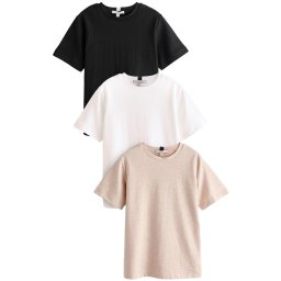 Next Tricou bej / negru / alb