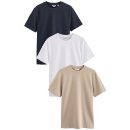Next Tricou nisipiu / albastru noapte / alb