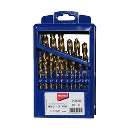 Makita - P-61391 - Set burghie metal, HSS-TIN, 1-13 mm, tija cilindrica, 25 bucati