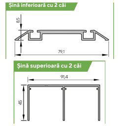 In Out Drive Wood - Set sina superioara sina inferioara cu 2 cai de rulare
