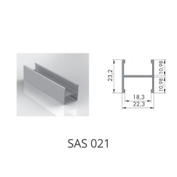 SAS 021 Profil traversa pentru usi glisante