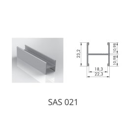 SAS 021 Profil traversa pentru usi glisante