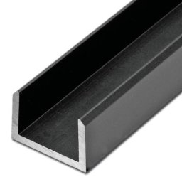 Profil aluminiu tip U - laturi egale si margini tesite Negru mat