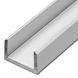 Profil aluminiu tip U - laturi egale si margini tesite Argintiu mat