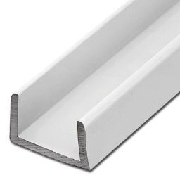 Profil aluminiu tip U - laturi egale si margini tesite ALB
