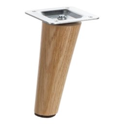 Set 4 Picioare lemn D45 D25 stejar lacuit ,h 100 mmcu cu flansa de prindere .