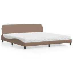 Pat cu saltea, cappuccino, 200x200 cm, piele ecologica GartenMobel Dekor