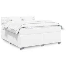 Pat box spring cu saltea, alb, 180x200 cm, piele ecologica GartenMobel Dekor