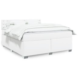 Pat box spring cu saltea, alb, 180x200 cm, piele ecologica GartenMobel Dekor