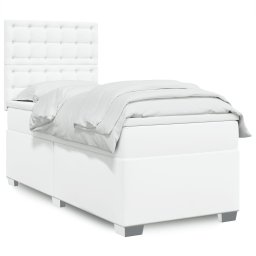 Pat box spring cu saltea, alb, 90x200 cm, piele ecologica GartenMobel Dekor