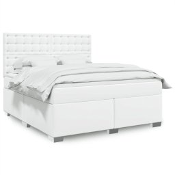 Pat box spring cu saltea, alb, 180x200 cm, piele ecologica GartenMobel Dekor