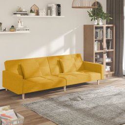 Canapea extensibila cu 2 locuri, 2 perne, galben, textil GartenMobel Dekor