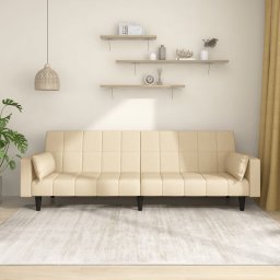 Canapea extensibila cu 2 locuri, 2 perne, crem, textil GartenMobel Dekor