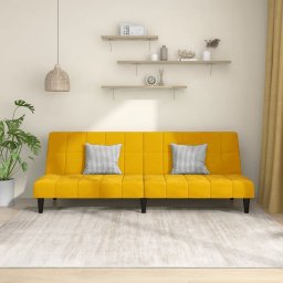 Canapea extensibila cu 2 locuri, galben, catifea GartenMobel Dekor