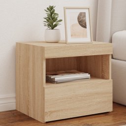 Noptiera cu lumini LED, stejar sonoma, 50x40x45 cm GartenMobel Dekor