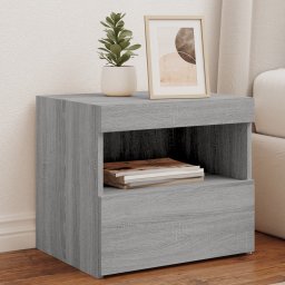 Noptiera cu lumini LED, gri sonoma, 50x40x45 cm GartenMobel Dekor