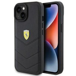 Husa Ferrari Quilted Metal Logo case for iPhone 15 - black