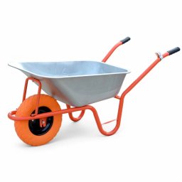 Roaba cu cuva zincata 85 l, roata plina poliuretan 4.00-8, janta metalica, Evotools, model 85B,