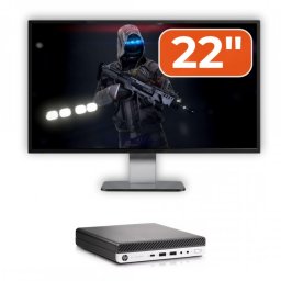 Pachet Calculator Refurbished HP EliteDesk 800 G3 Mini PC, Intel Core i7-7700T 2.90 - 3.80GHz, 8GB DDR4, 256GB SSD, Wi-Fi + Monitor 22 Inch + Windows 10 Home