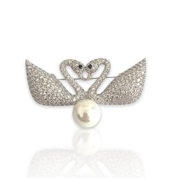Brosa Two White Swans Cadou Esarfa Matase