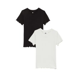 WE Fashion Tricou negru / alb