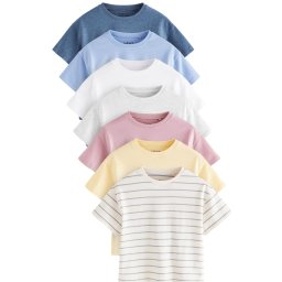 Next Tricou safir / albastru deschis / roz închis / alb