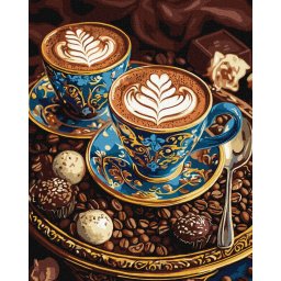 Set pictura pe numere, cu sasiu, Ceasca cu inspiratie - extra culori metalizate, 40x50 cm