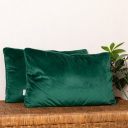 Set 2 perne decorative 2x40x60cm cu fata detasabila, Hiko COMFY catifea verde smarald