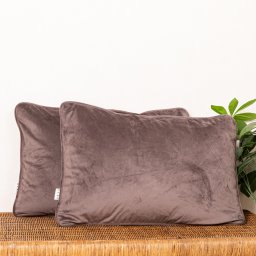 Set 2 perne decorative 2x40x60cm cu fata detasabila, Hiko COMFY catifea deep taupe