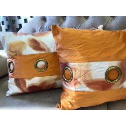 Set UNIC, 2 perne decorative, tafta creponata 2x40x60cm, cu fata detasabila, Hiko Orange