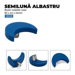 Buton mobilier copii Semiluna albastru, 60x43x24 mm