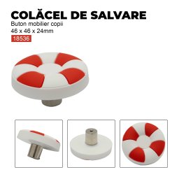 Buton mobilier copii Colacel de salvare, 46x46x24 mm
