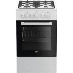 Aragaz Beko FSS52020DW, 4 arzatoare, Aprindere electrica, Cuptor electric, 60 l, Grill, 60 cm, Alb