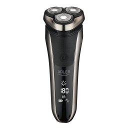 Aparat De Ras Electric, Adler, AD 2933, IPX7 Rezistent La Apa, 3 Capete Mobile Individual, Port De Incarcare USB Tip C, Afisaj LCD, Trimmer, Negru