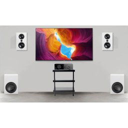 Sistem Stereo Lyngdorf TDAI-1120 + boxe de perete full-range FR-1 + 2x Subwoofer BW-2, Alb