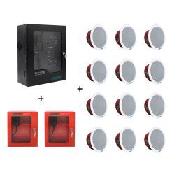 Sistem Sonorizare de Evacuare EN54 cu 2 zone 240W DSPPA PAVA 2240 + 2x microfon pompier + 12 x Boxe de tavan 10W