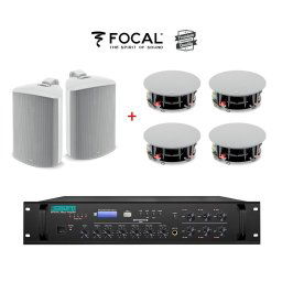 Sistem Sonorizare Premium 180W Cafenea / Restaurant Interior si Exterior cu boxe FOCAL si DSPPA MP610U
