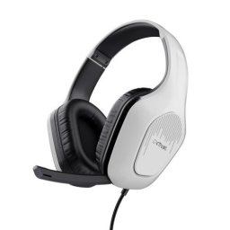 Casti Gaming cu fir Trust GXT415PS ZIROX, drivere 50mm, microfon pliabil, compatibil PC, PS4/PS5/Xbox, cablu 1,2m, alb/negru