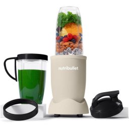 Blender Nutribullet Pro Mineral NB907MASN, 900 W, 1 viteza, 5 accesorii, cupe de 710 ml si 946 ml, capac To-Go, Bej