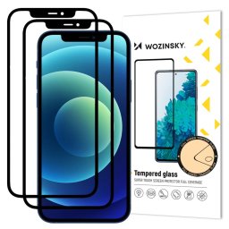 Folie Protectie Ecran WZK pentru Apple iPhone 12 / Apple iPhone 12 Pro, Case Friendly, Sticla securizata, Full Face, Full Glue, set 2 buc, Neagra