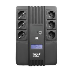 UPS TSY Power 600VA/360W Line Interactive cu afisaj LCD si 6 prize Schuko TSY-D-0K6-LCD