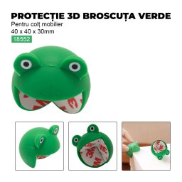 Protectie 3D pentru colt mobilier , 40x40x30 mm, broscuta verde
