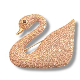 BroE a Lebada Aurie cu Cristale , Cadou Elegant de 8 Martie