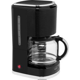 Cafetiera Cafetiera ECG KP 2150 Stripe, 980 W, 1.5 litri, preparare pana la 10 cesti de cafea odata, sistem drip-stop, negru