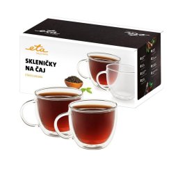 Vesela pentru masa si tacamuri Set 2 cesti pentru ceai ETA 9153 91000, 2 x 400 ml, sticla borosilicata cu pereti dubli