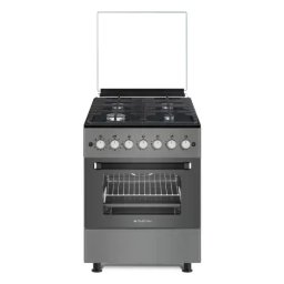 Aragaz Aragaz Studio Casa Scala Graphite Grey 60 cm, 4 arzatoare gaz, Grill electric, Rotisor, Gratare fonta, Aprindere electrica, Clasa energetica A, Gri