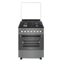 Aragaz Studio Casa Scala Graphite Grey 60 cm, 4 arzatoare gaz, Grill electric, Rotisor, Gratare fonta, Aprindere electrica, Clasa energetica A, Gri