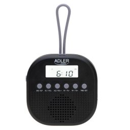 Radio universal impermeabil AD 1912 Radio FM, Funcție ceas, Alarme duble Negru