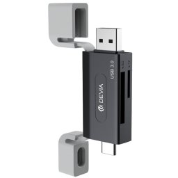 Card reader Devia Cititor Card 2in1 Leopard Series USB si Type-C, High-Speed 3.0, SD/TF, Negru
